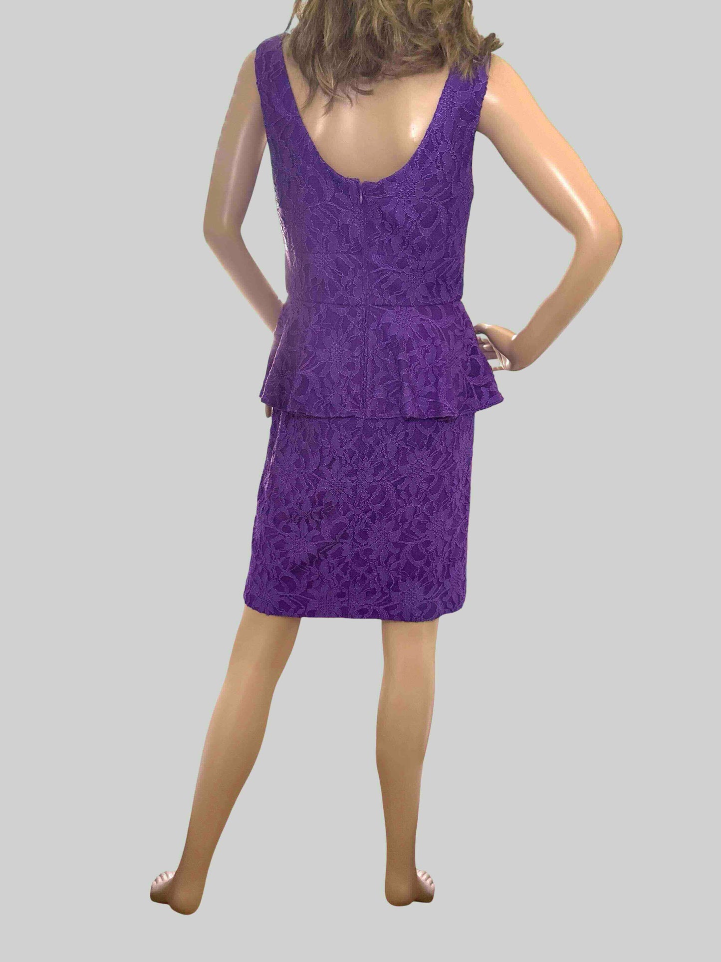 HAILEY BY ADRIANNA PAPELL PURPLE LACE DRESS
