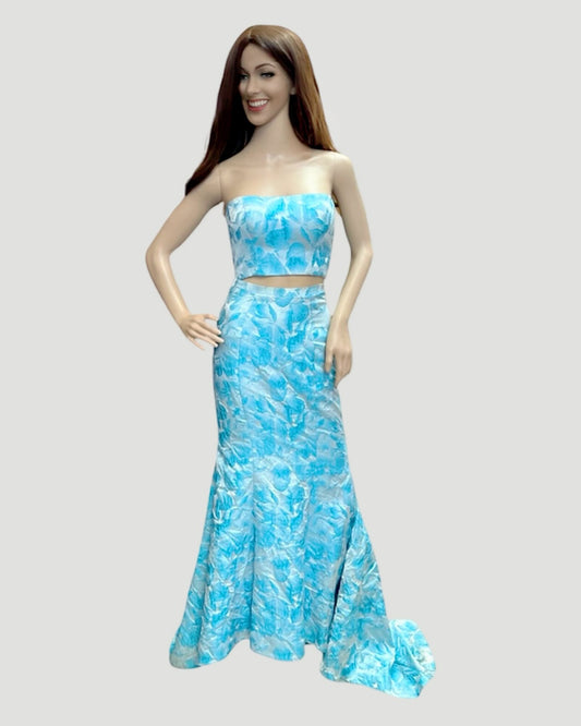 MORRELL MAXIO 2 PIECE TOP/LONG SKIRT BLUE  TAPESTRY DESIGN
