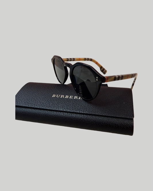 Burberry B 4280 Round Black with Nova Sides Sunglasses
