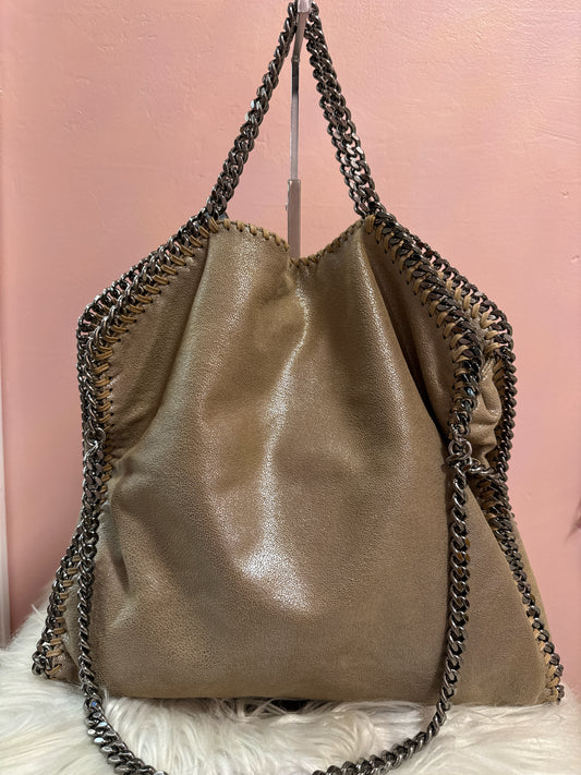 STELLA MCCARTNEY TAUPE VEGAN SUEDE SHOULDER BAG