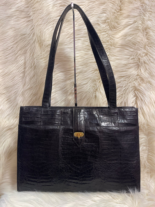 VALENTINO GARAVANI BLACK EMBOSSED TOTE