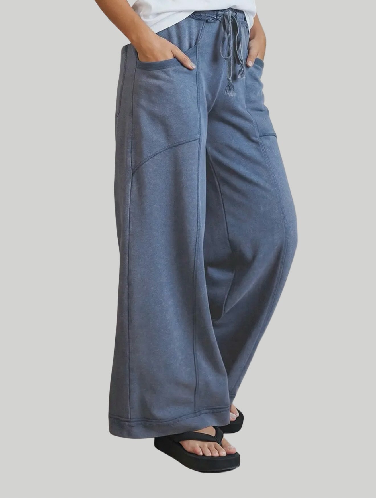 Mineral Wash Drawstring Retro Loose Pants