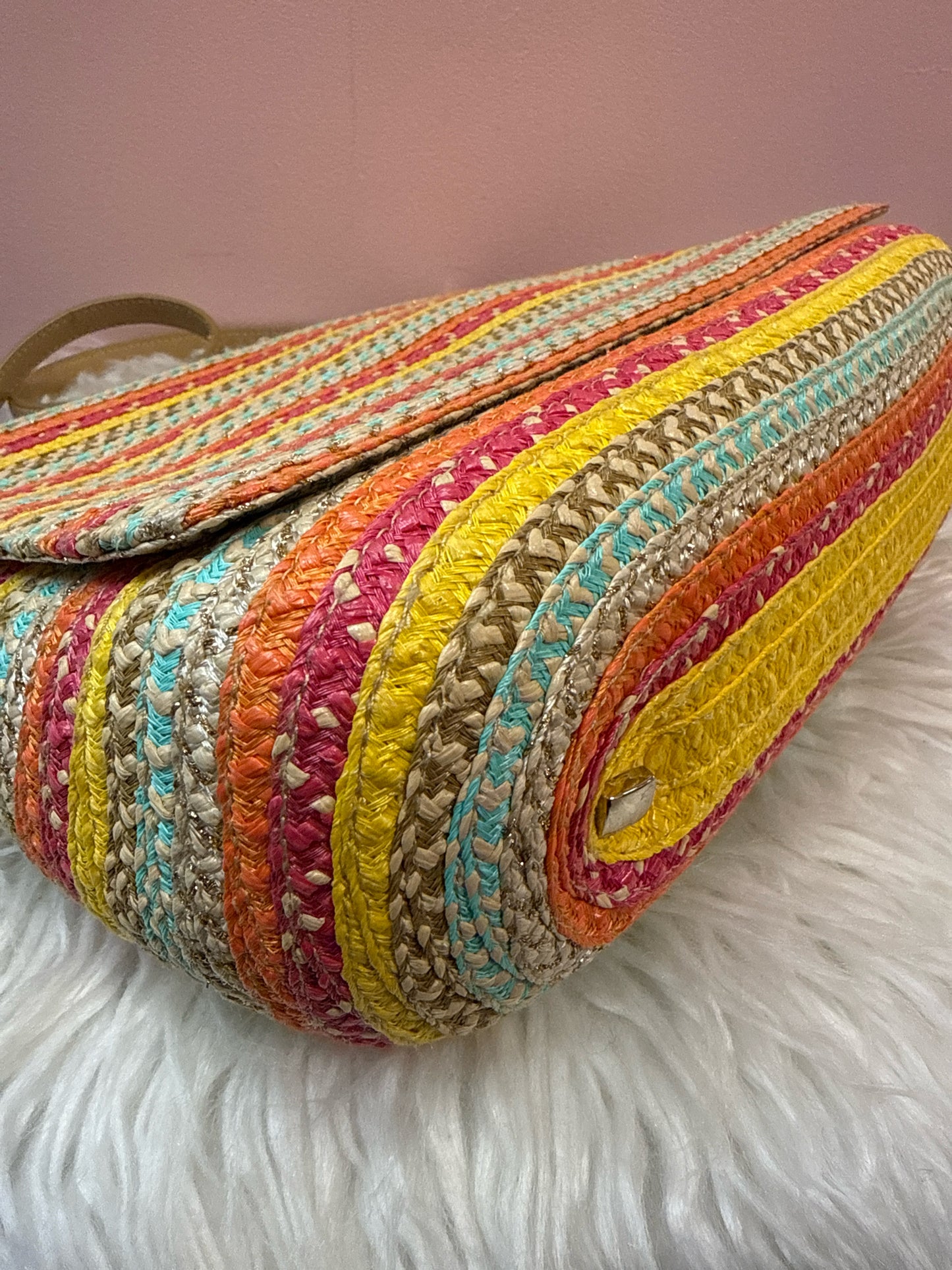 Eric Javits Striped Straw Shoulder Bag