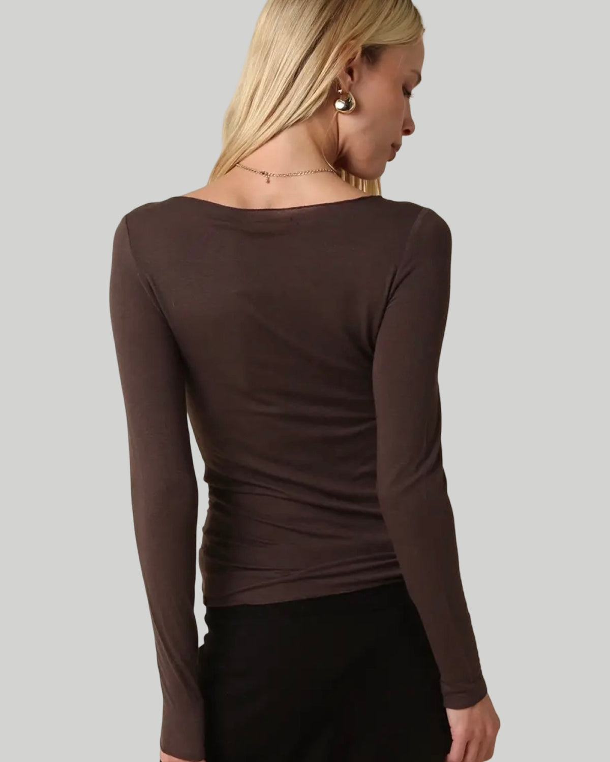 Gwen Long Sleeve Brown Top
