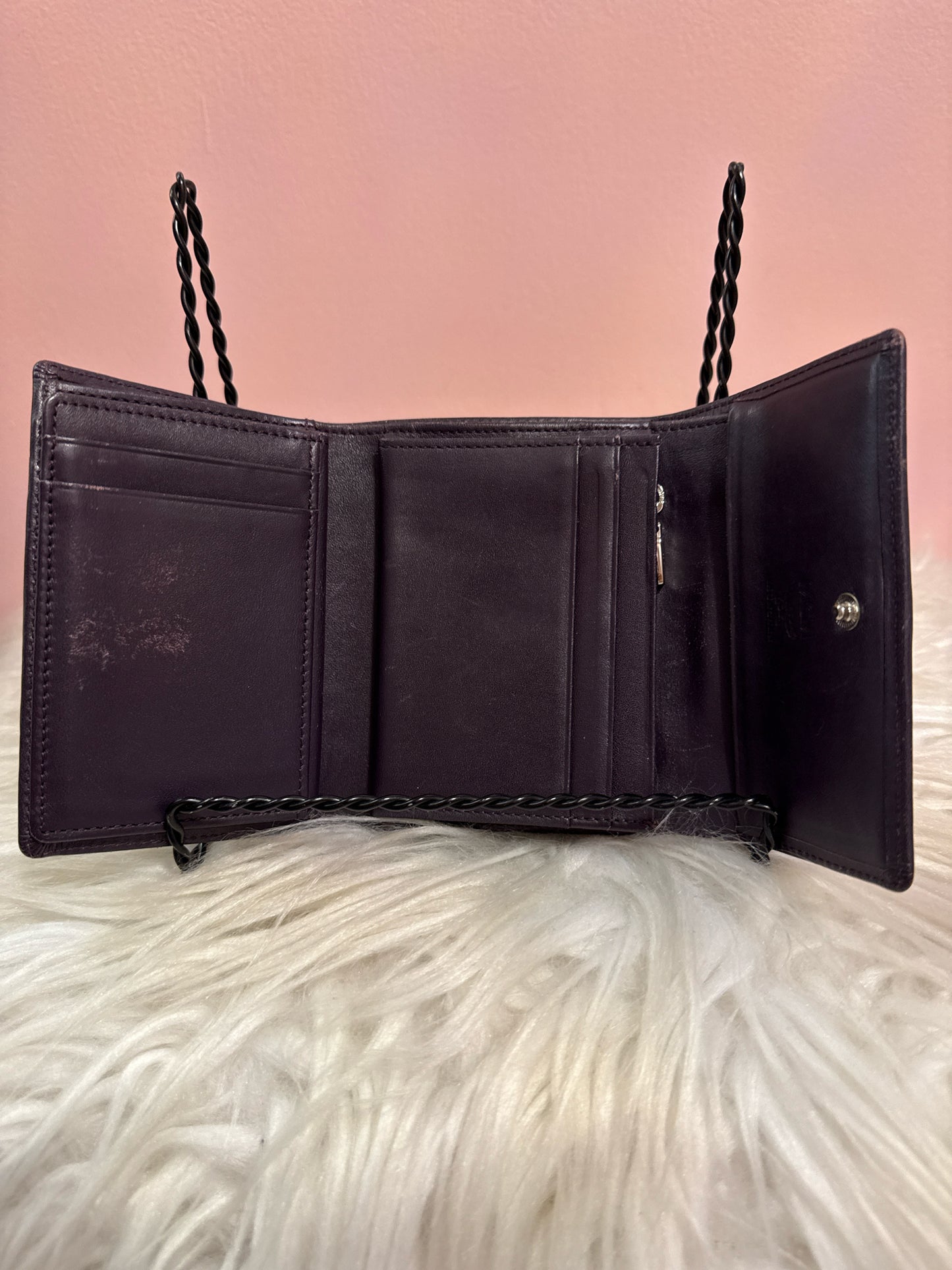 MCM BLACK AND MULTI LEATHER COMPACT WALLET