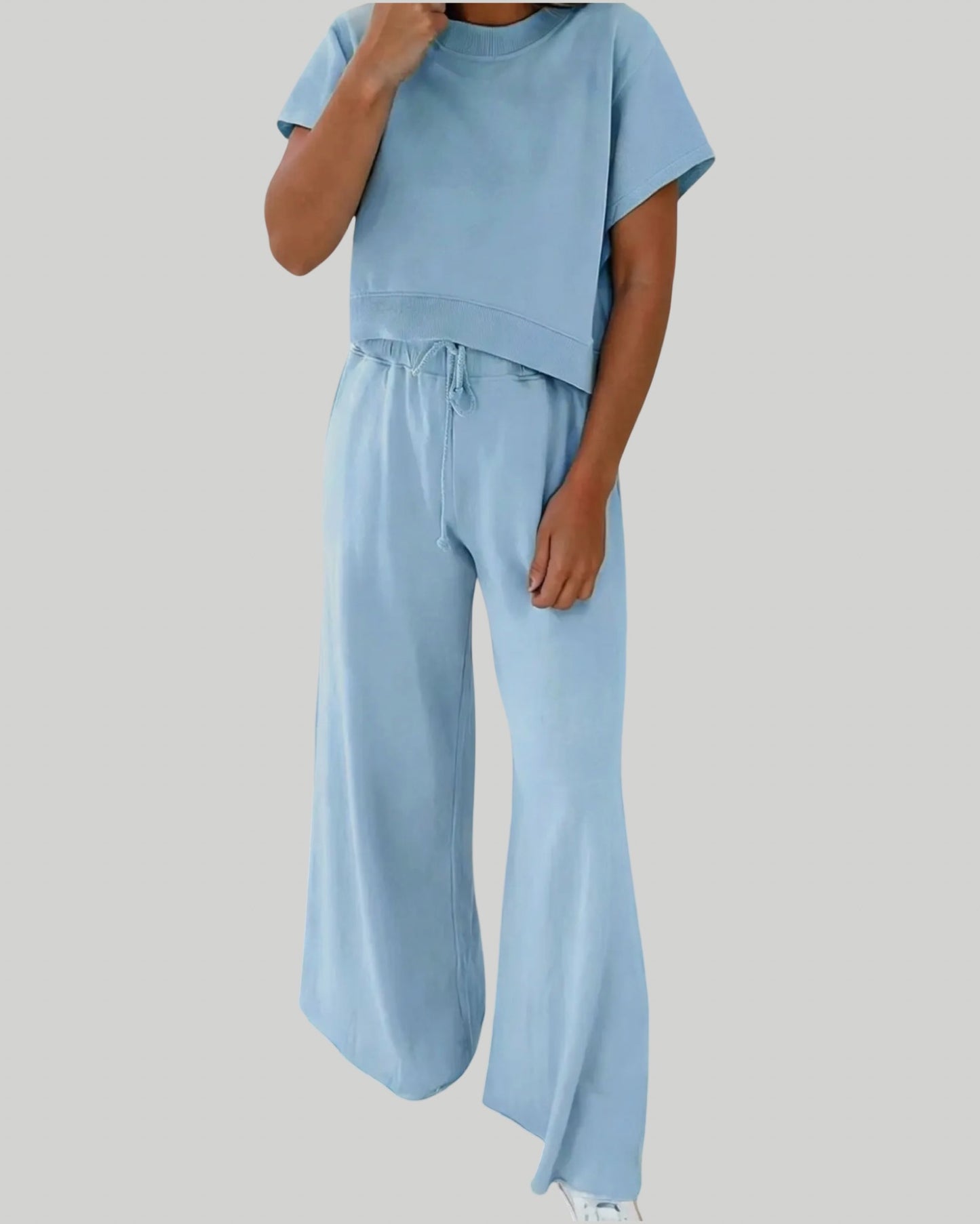 Cropped Pullover Drawstring Wide Leg Pants Outfits