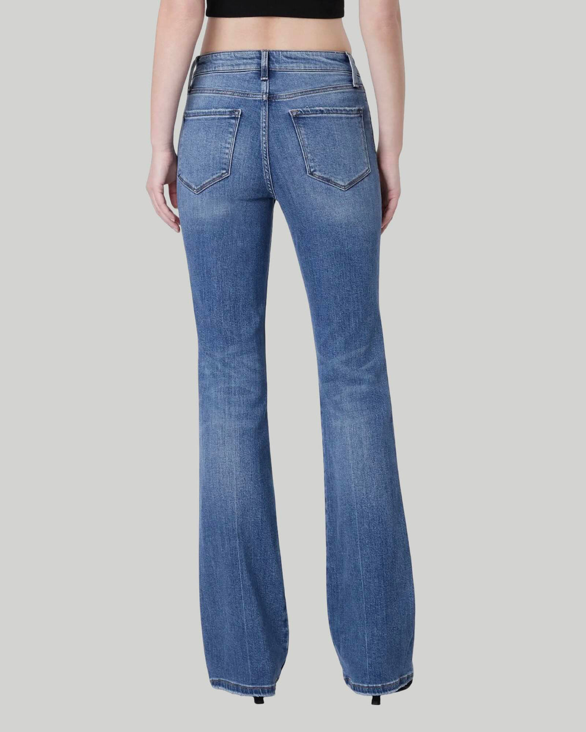 High Rise Medium Dark Wash Full Length Bootcut Jeans ERR-FREE