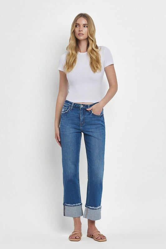 HIGH RISE CUFF STRAIGHT JEANS DAPHNE