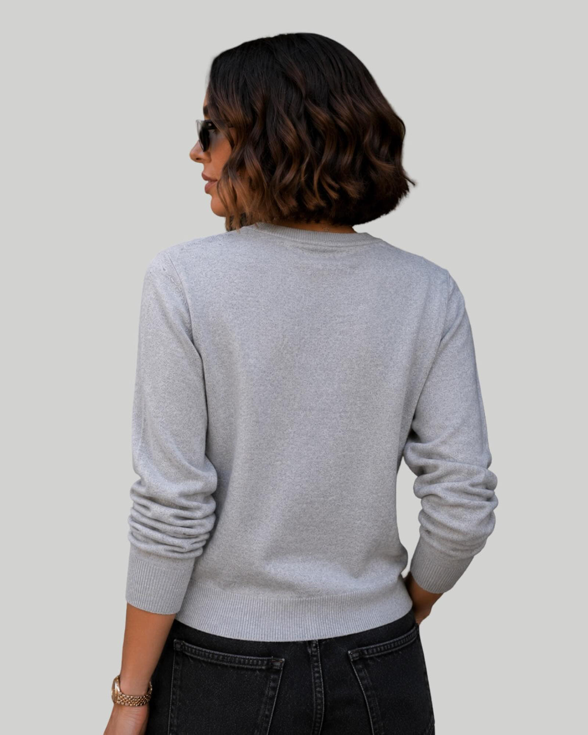 Modern Fine Knit Cardigan in  Brown and Gray