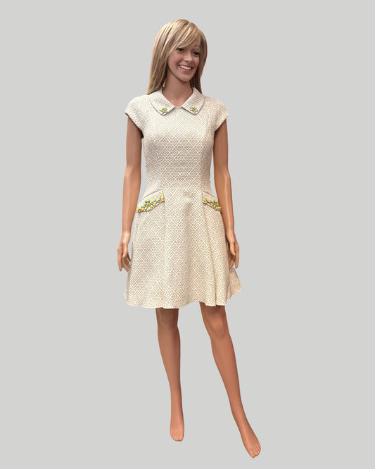 Mac Duggal beige day to evening dress