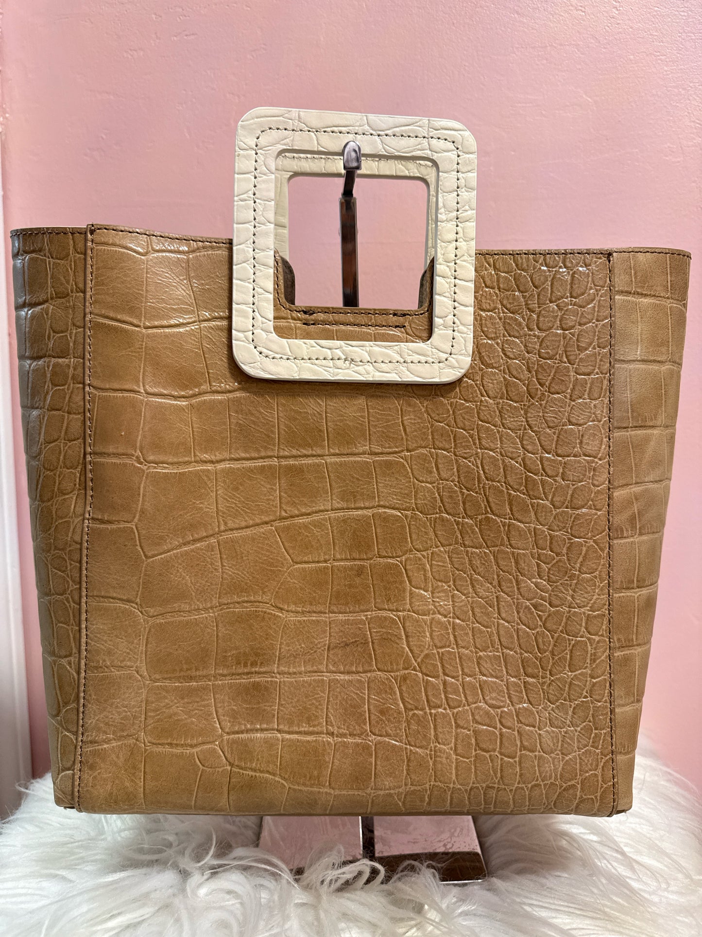 Staud embossed leather top handle bag