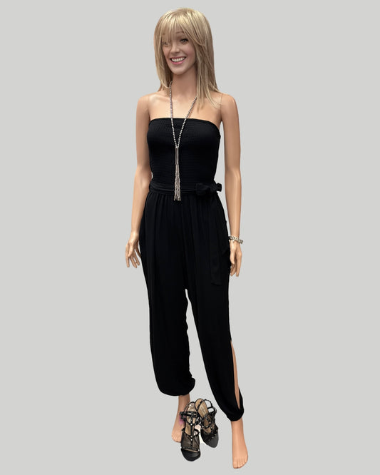 STRAPLESS BLACK HAREM JUMPSUIT