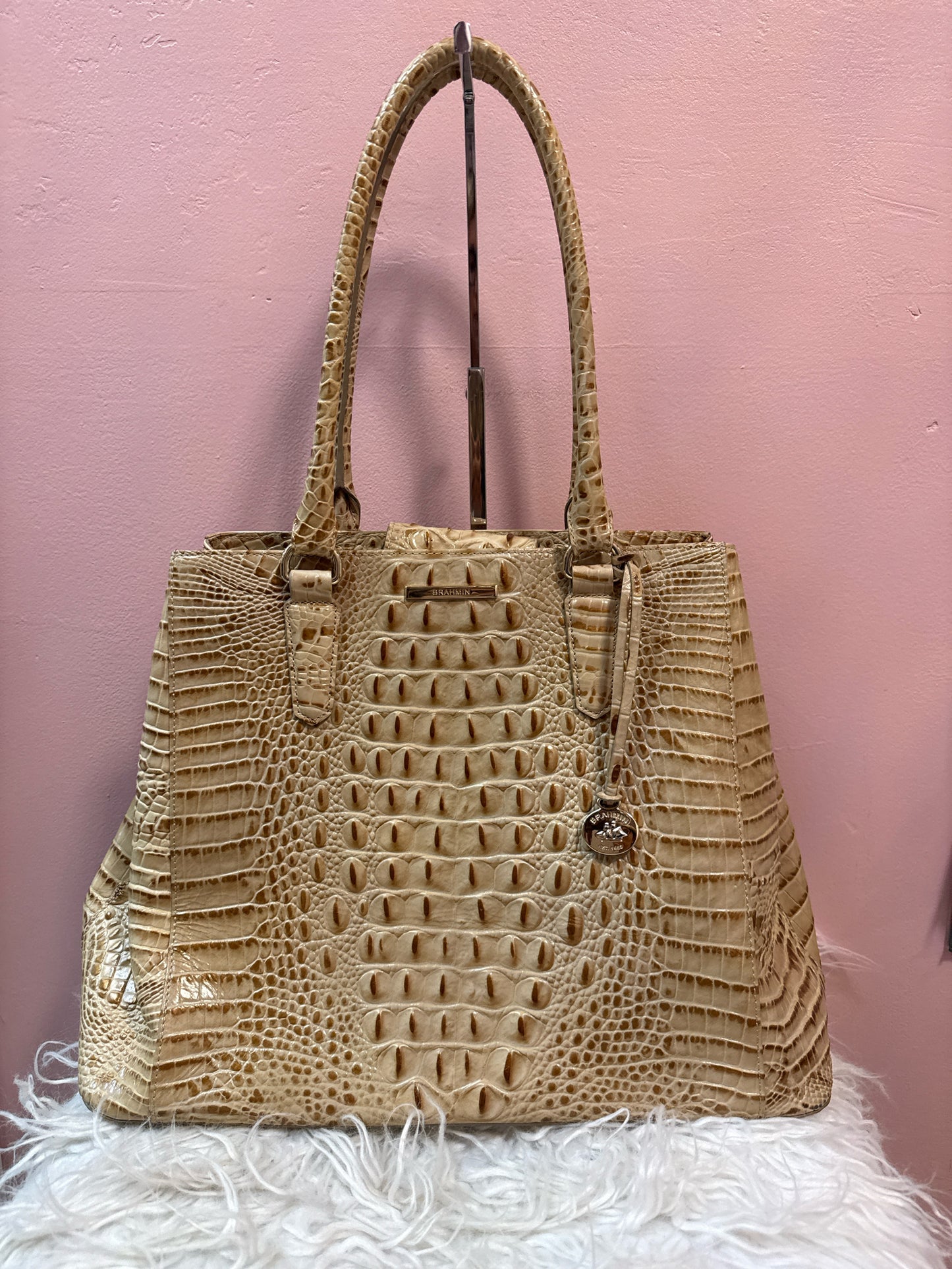 Brahmin Joan Tote in Champagne Croc Embossed Leather