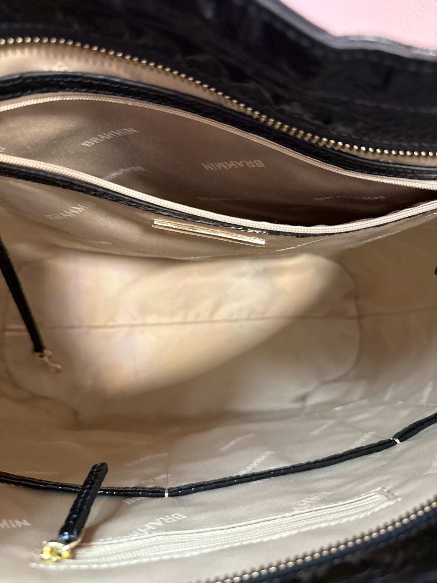Brahmin Ezra  Embossed Black Leather Tote