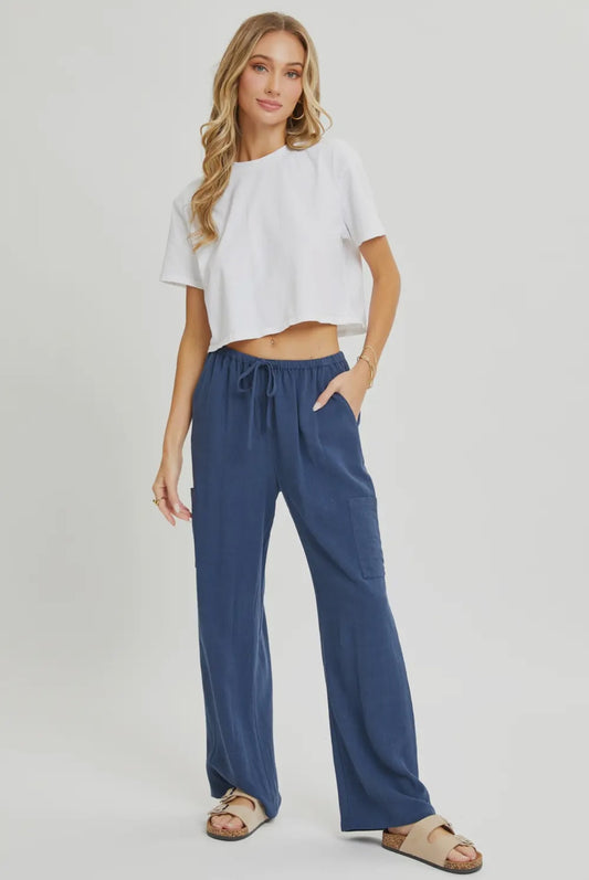 LINEN BLEND PULL ON PANTS more colors available