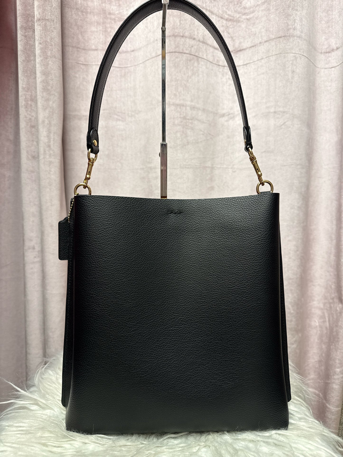 Coach Town Bucket Bag in Black Polished Leather