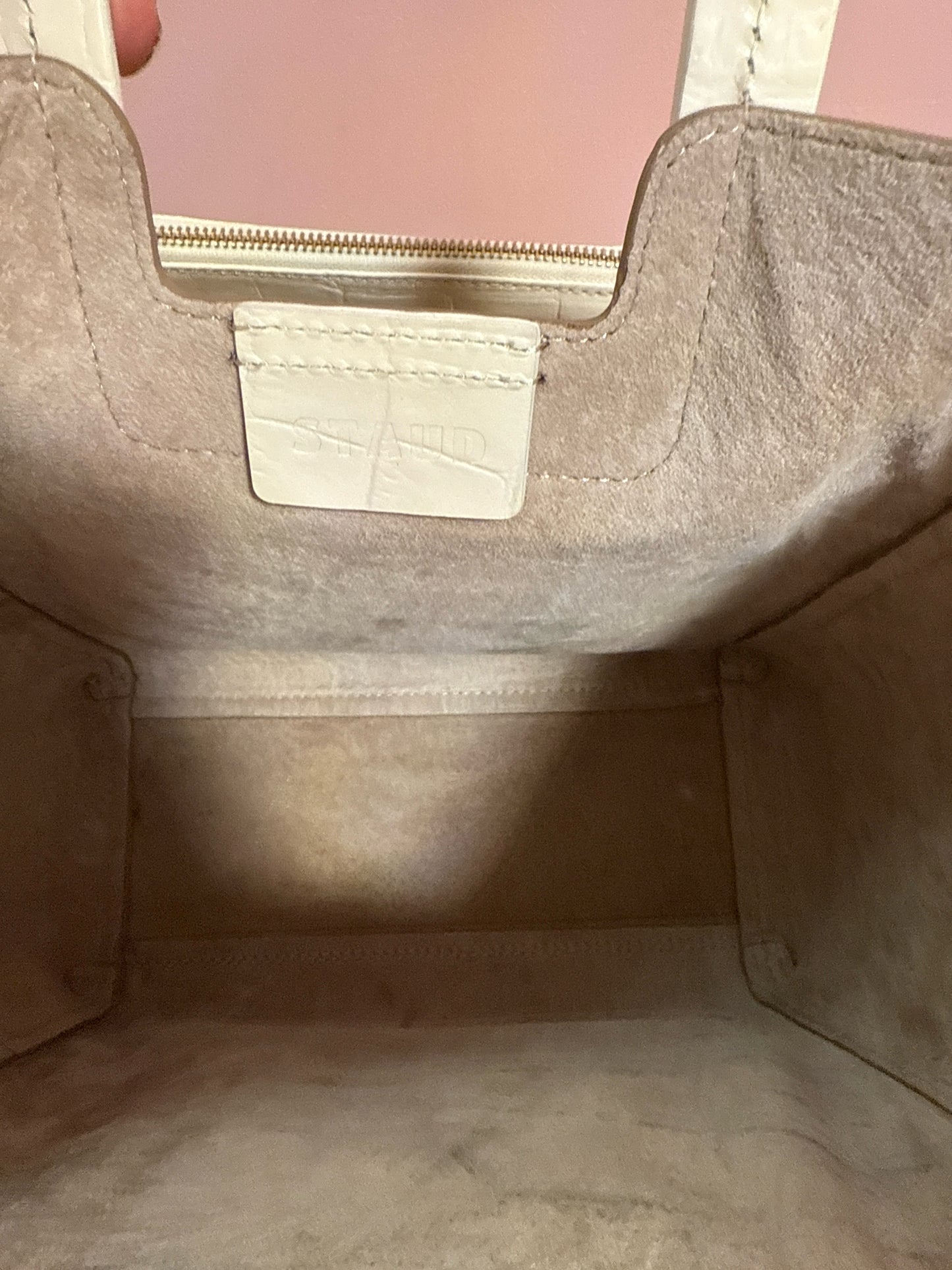 Staud embossed leather top handle bag