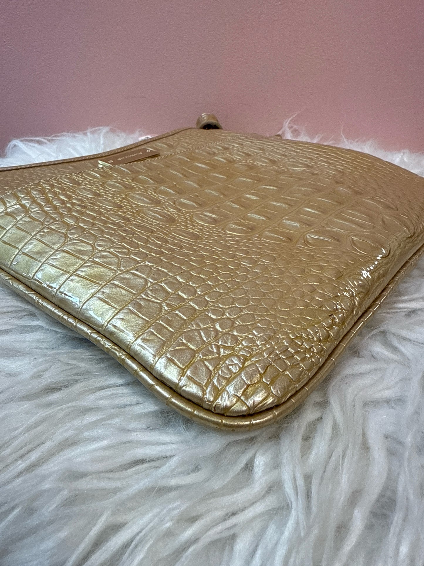 Brahmin Gold Croc Embossed Gold Cross Body / Shoulder Bag