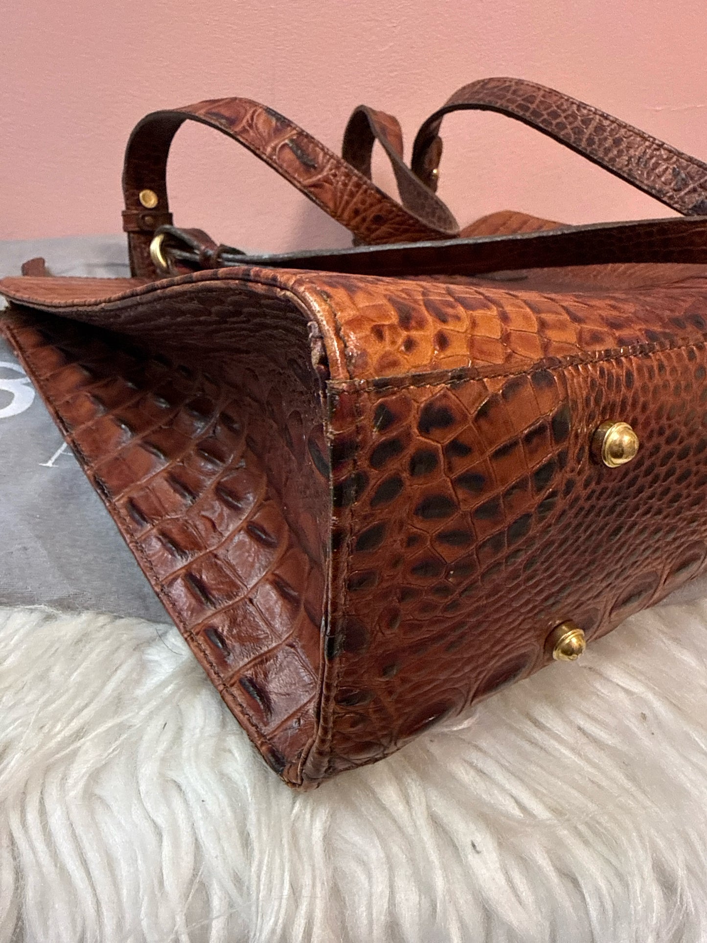 Brahmin Asher Tote in Pecan Embossed Croc Leather