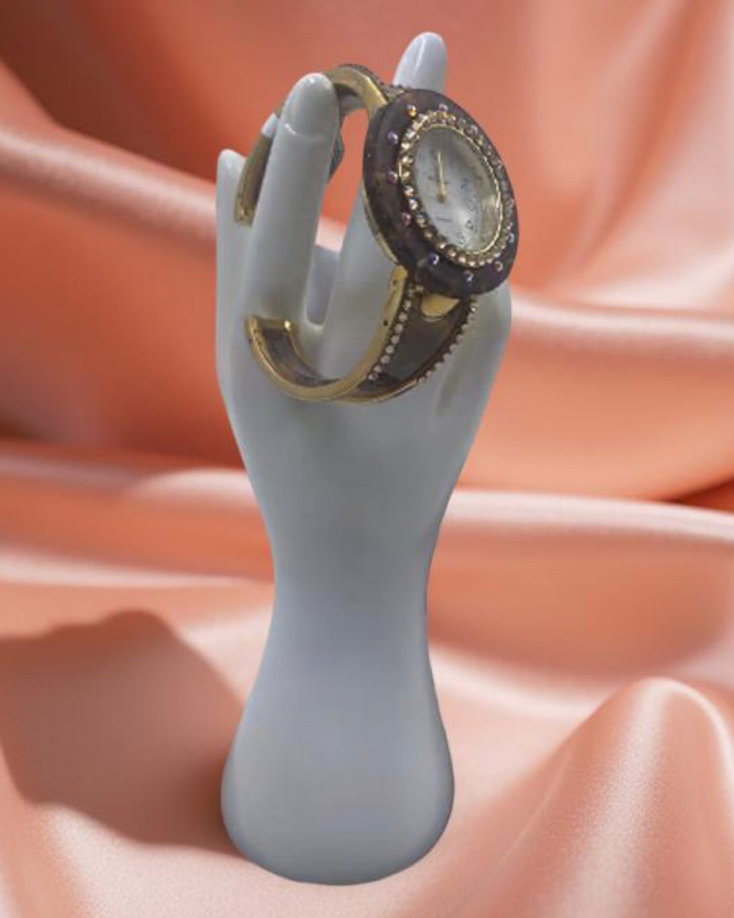 JIMMY CRYSTAL NEW YORK BROWN AND GOLD WATCH