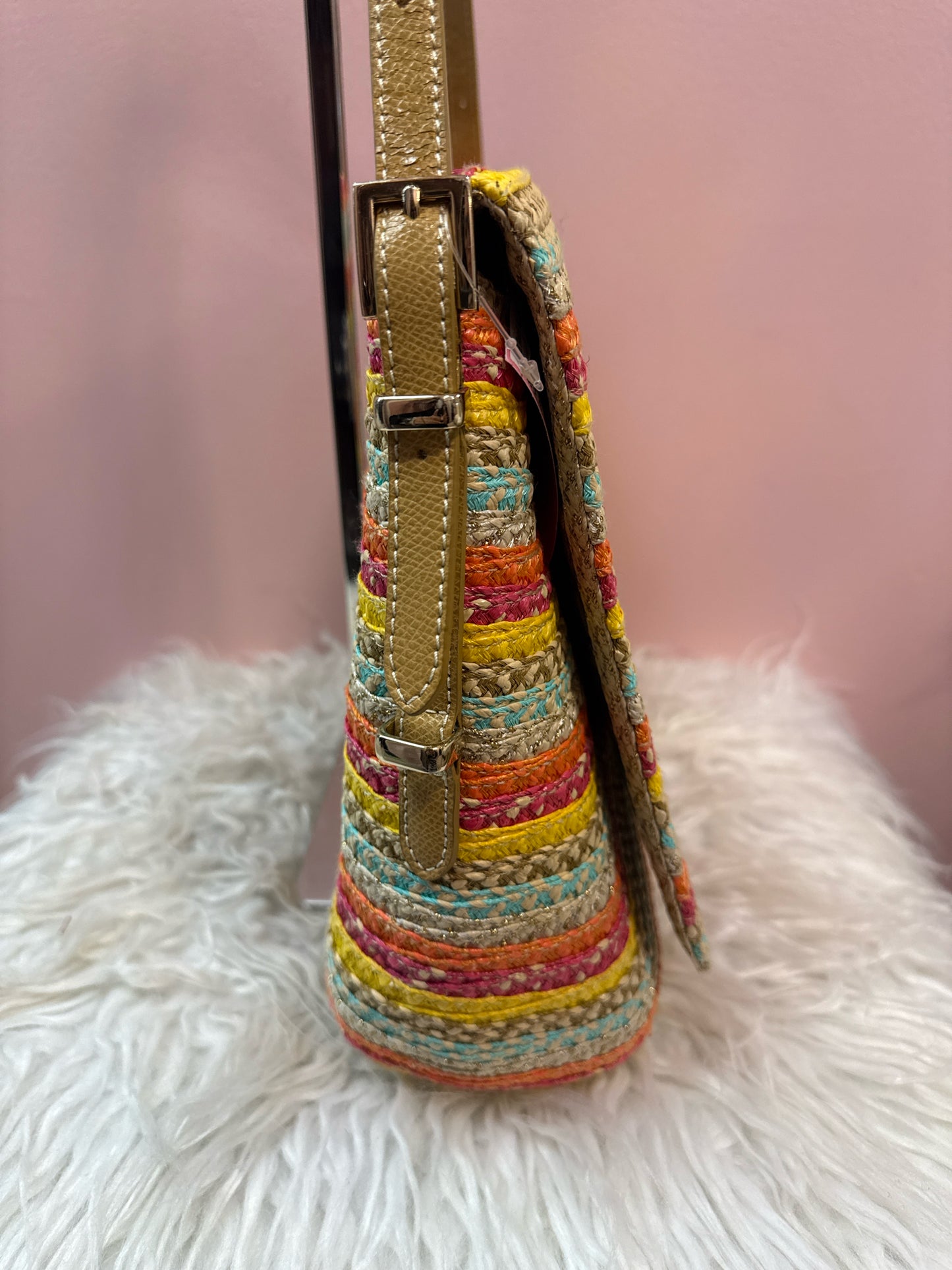 Eric Javits Striped Straw Shoulder Bag