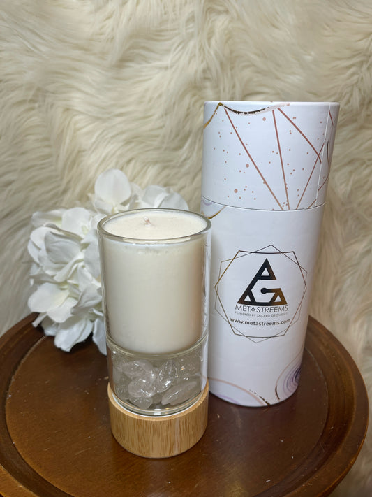 CRYSTAL POWER CANDLE CLEAR QUARTZ
