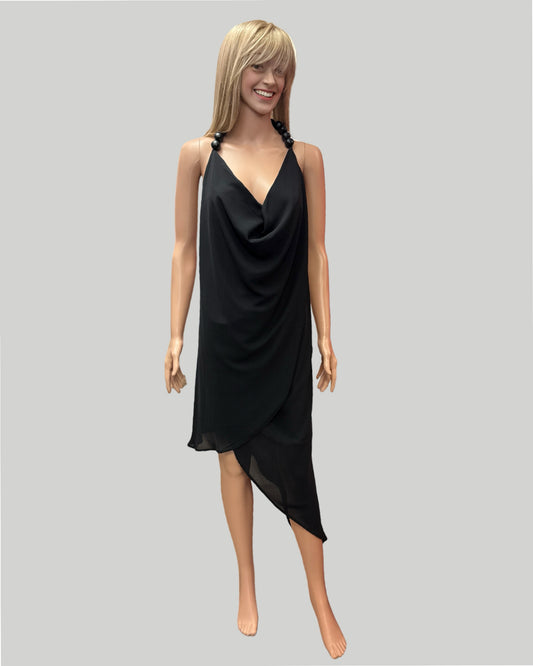 LA HAINE INSIDE US BLACK HALTER DRESS