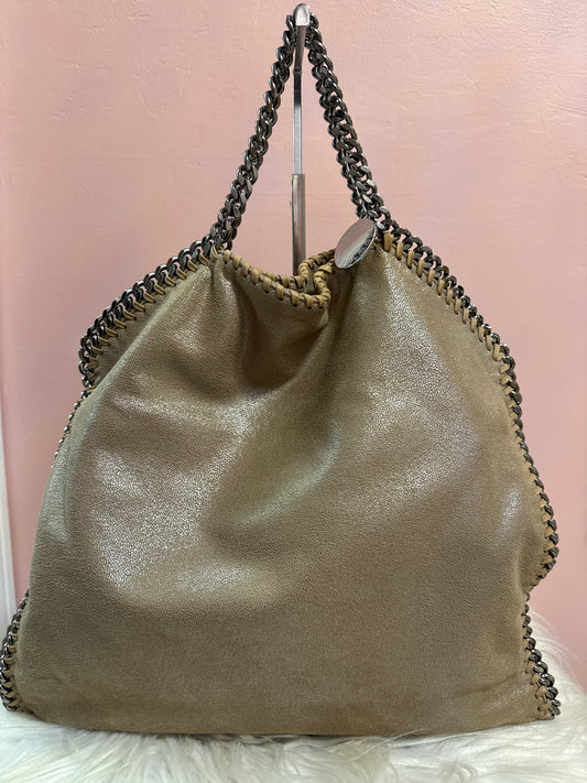 STELLA MCCARTNEY TAUPE VEGAN SUEDE SHOULDER BAG