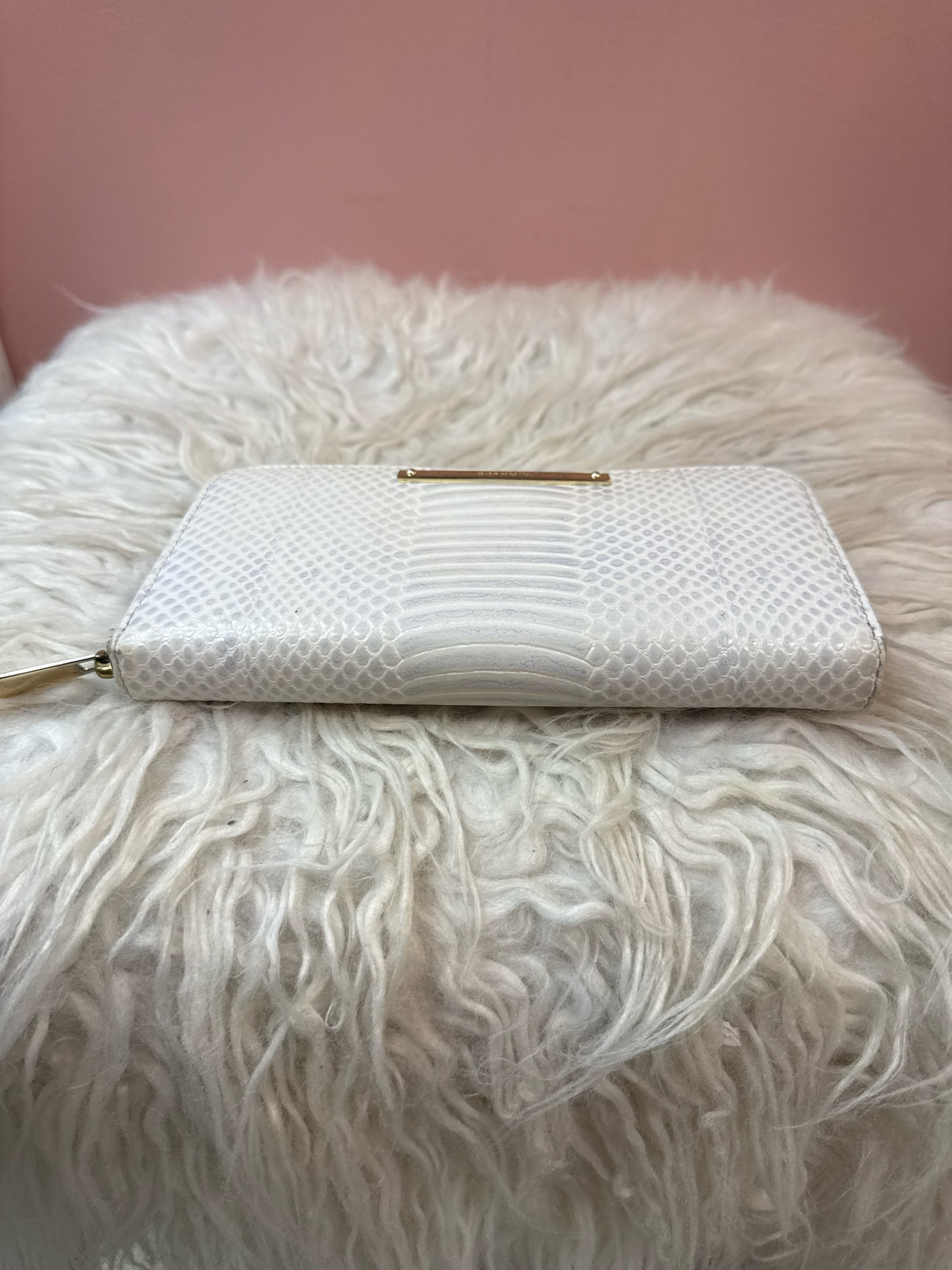 Brahmin White and Grey Zip Around  Wallet