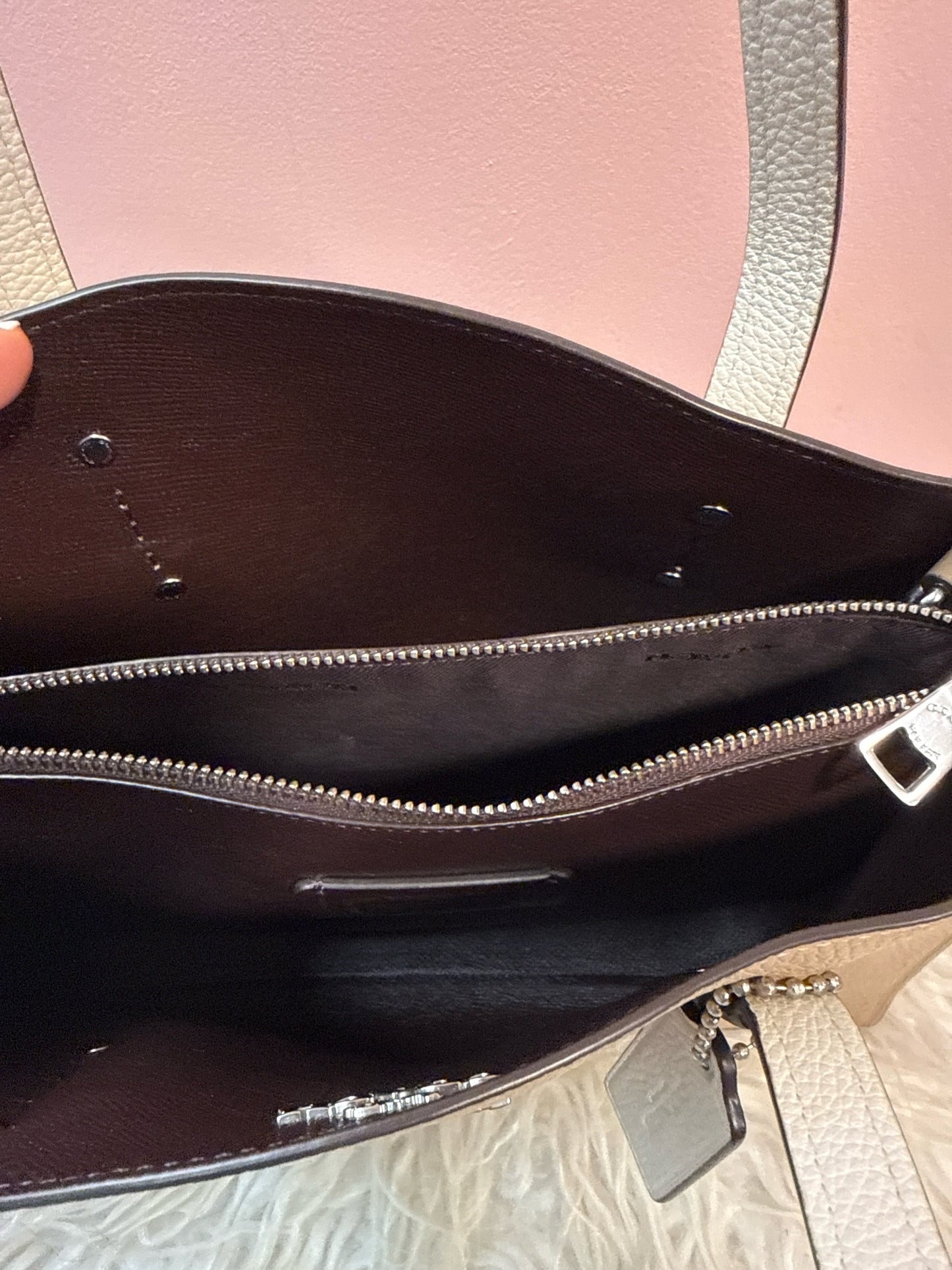 Coach Charlie Carryall in Taupe with Animal Print Side Gussets