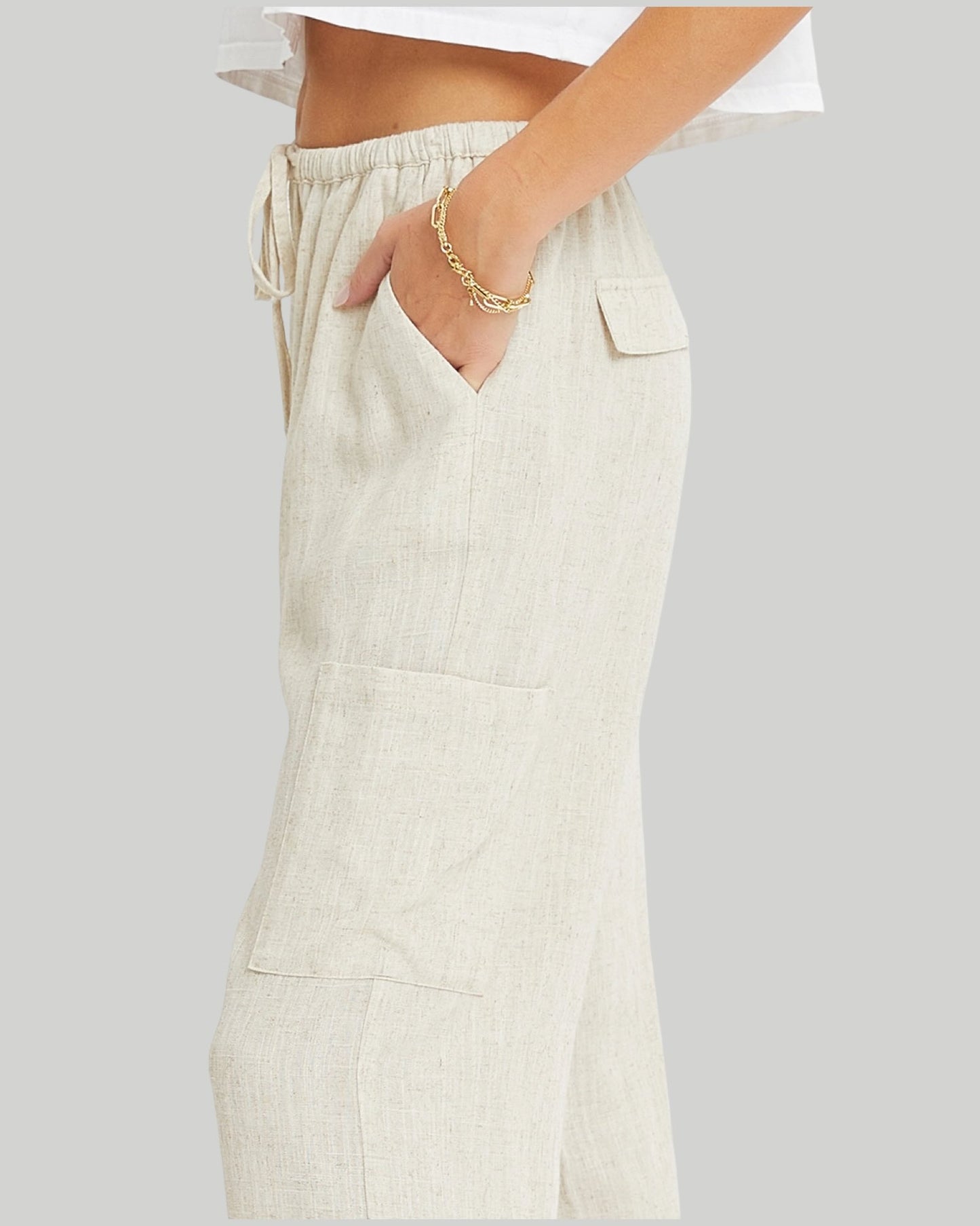 LINEN BLEND PULL ON PANTS more colors available