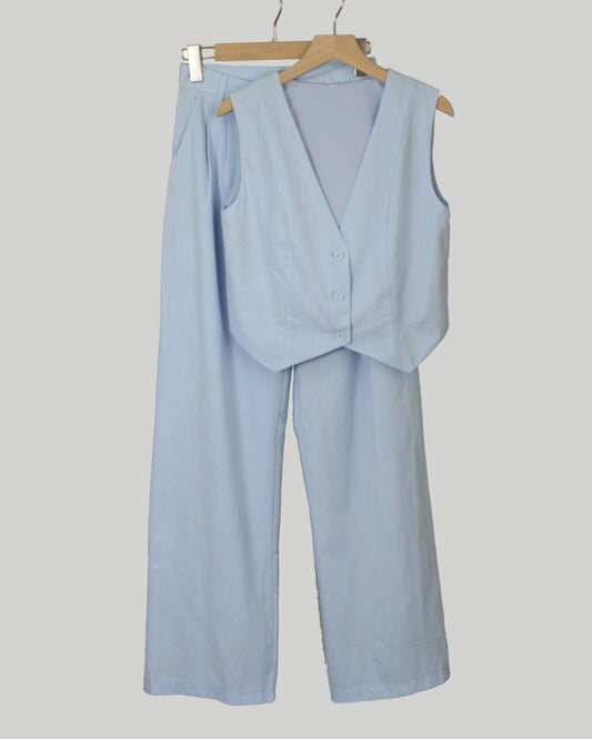 LINEN BLEND VEST AND PANT SET