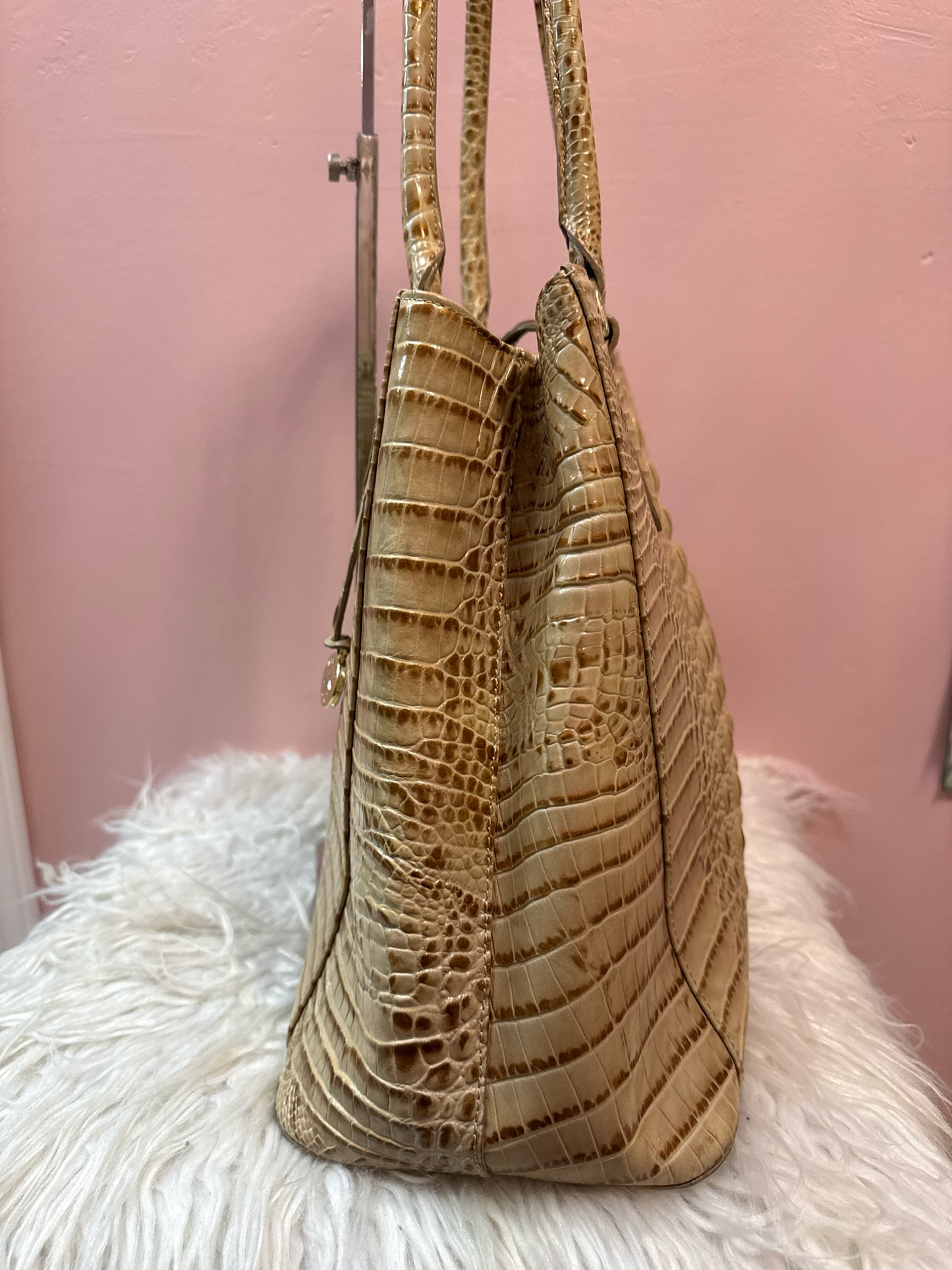 Brahmin Joan Tote in Champagne Croc Embossed Leather