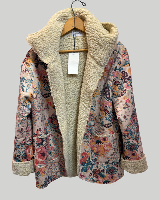 Boho Paisley Floral Sherpa Lined Hooded Jacket