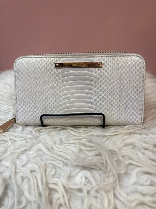 Brahmin White and Grey Zip Around  Wallet