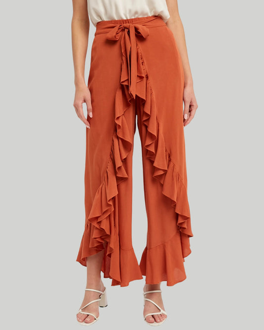 Ruffled Wrap Boho Pants