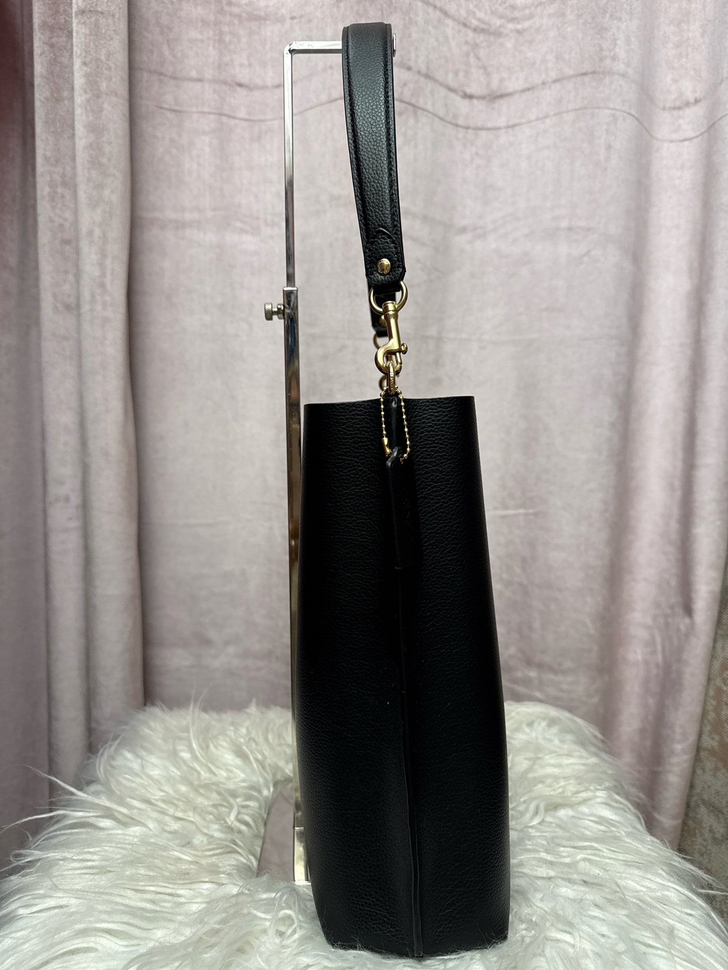Coach Town Bucket Bag in Black Polished Leather