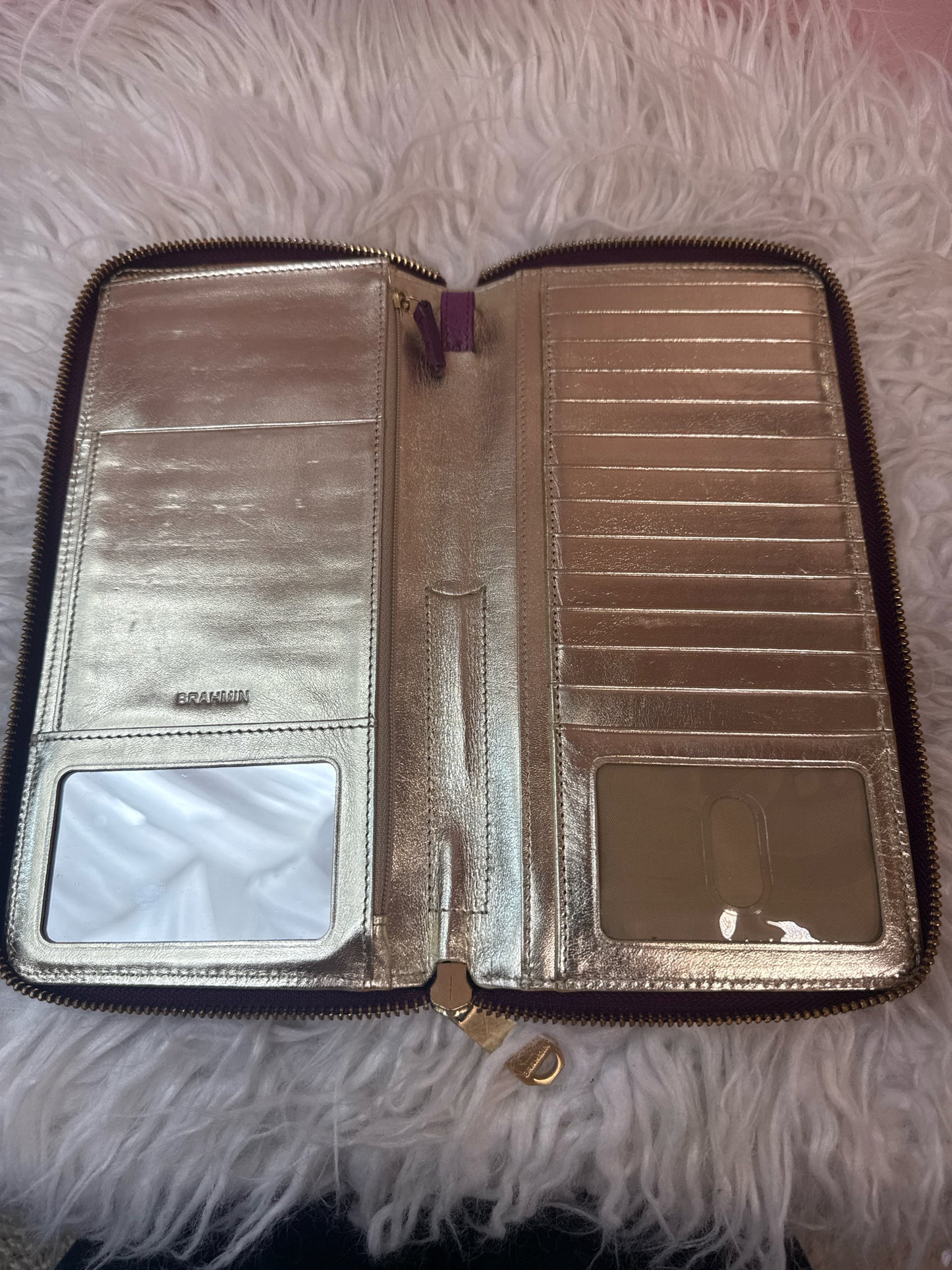 Brahmin Mulberry Orchid Embossed Travel Wallet