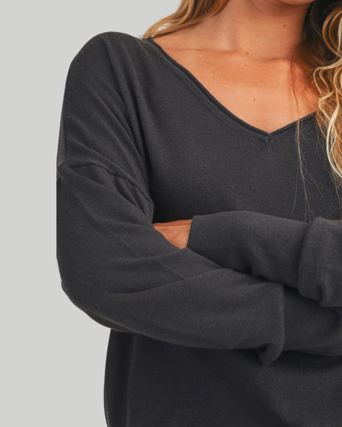 Graphite V-Neck Sweater