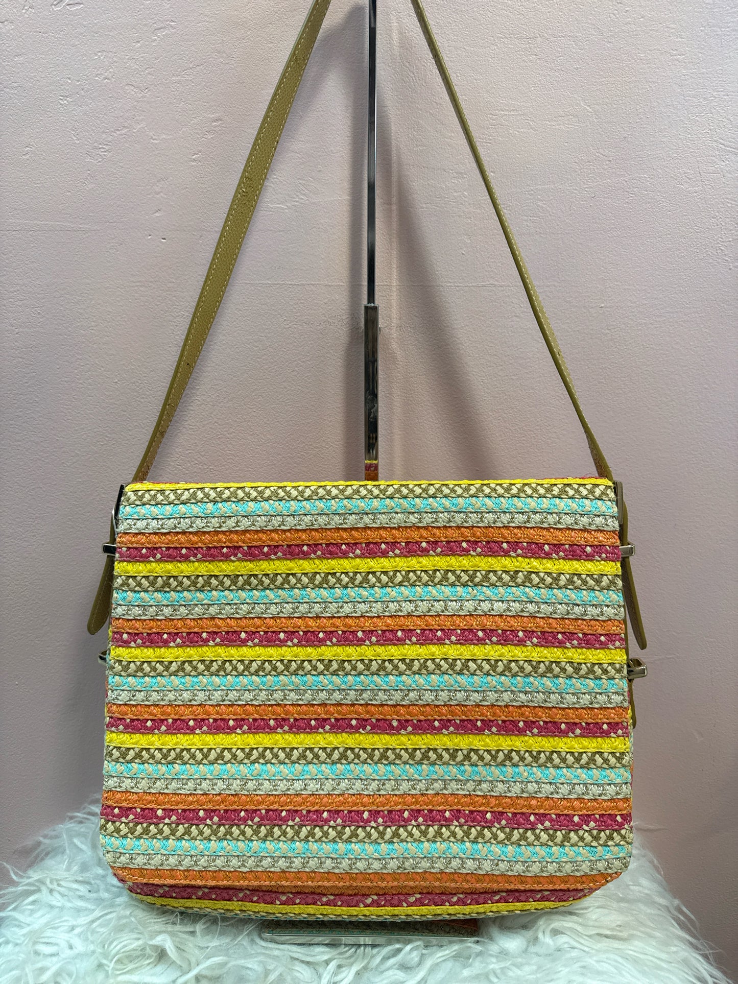 Eric Javits Striped Straw Shoulder Bag