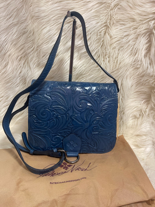 PATRICIA NASH ILINA CROSSBODY SAFFLOWR BLUE WITH DUST BAG NWT