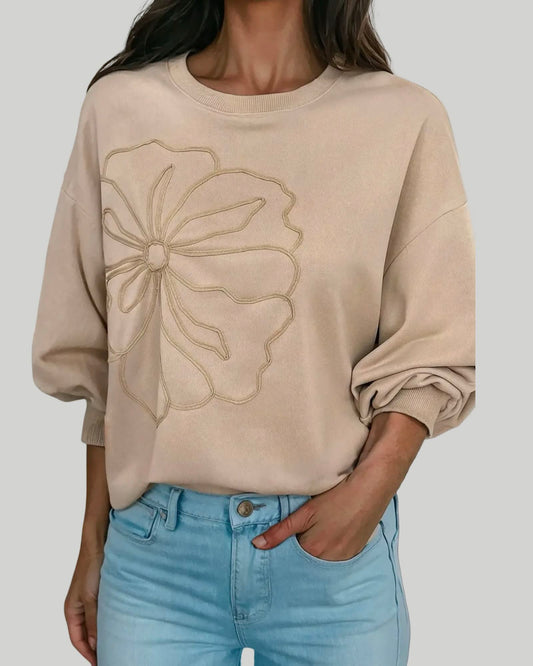 Flower Pattern Drop Shoulder Sweatshirt | S-Xl