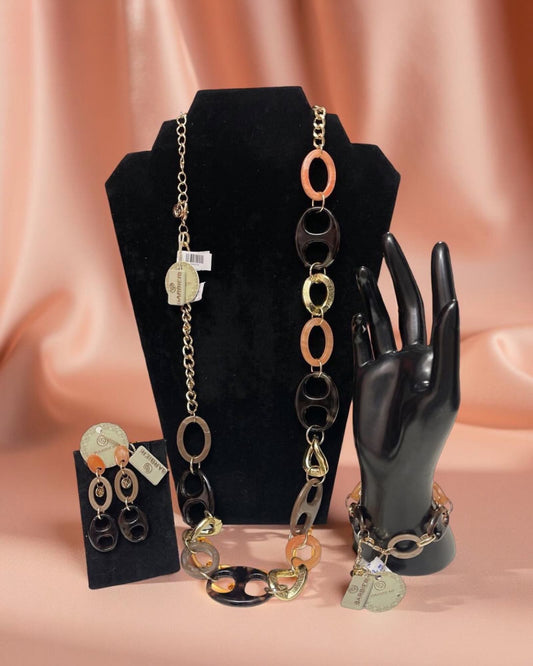 Barbieri 3 piece set, link necklace, earrings, bracelet