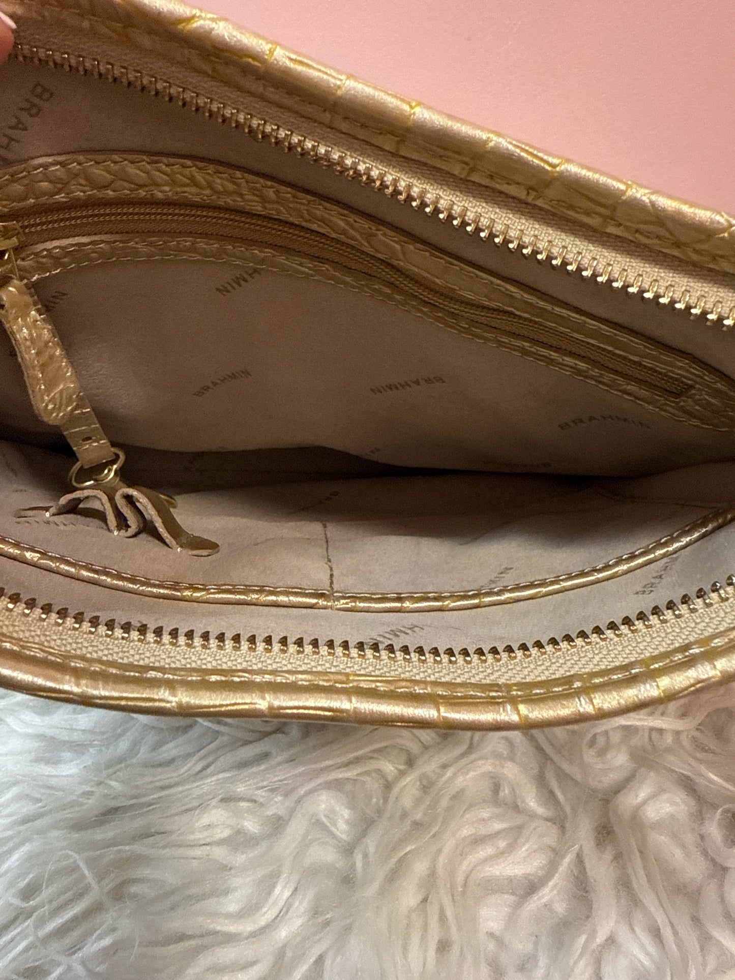 Brahmin Gold Croc Embossed Gold Cross Body / Shoulder Bag