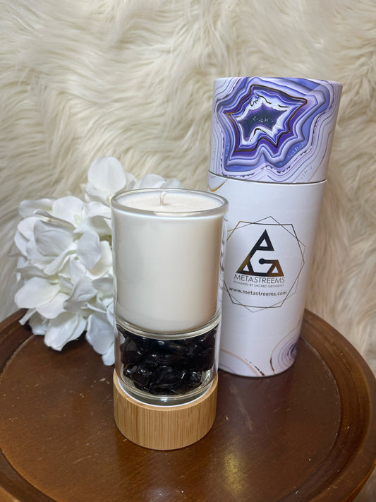 CRYSTAL POWER CANDLE OBSIDIAN