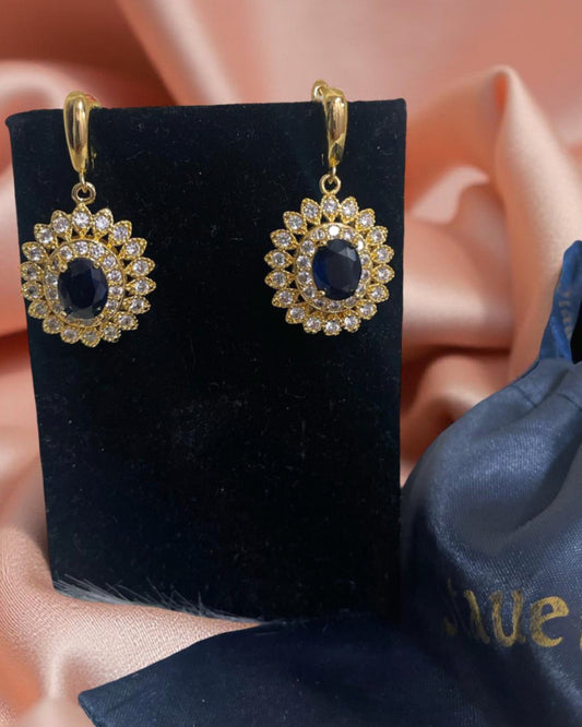 STAUER AZURE SKIES GOLD TONE EARRINGS WITH JEWELRY BAG
