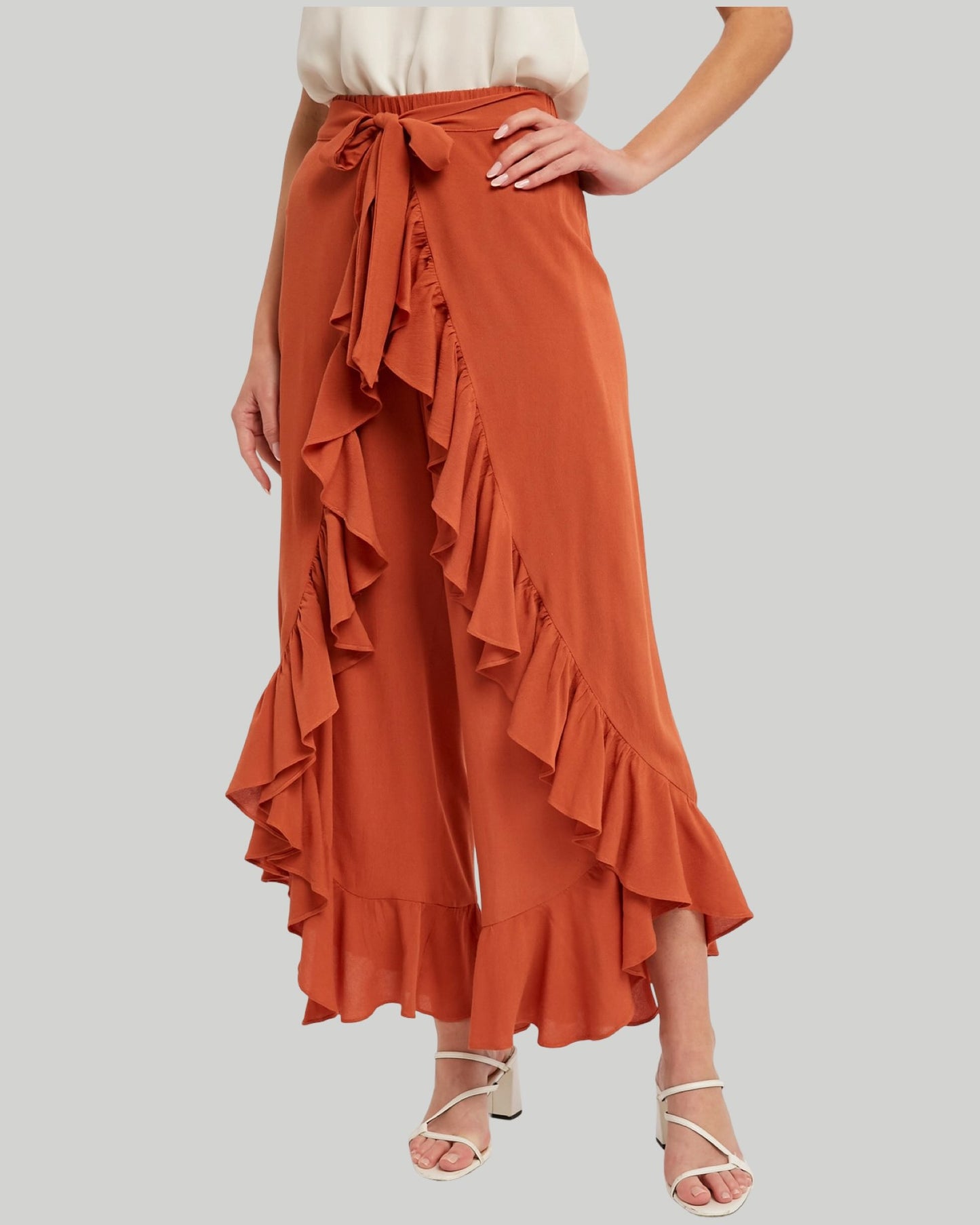 Ruffled Wrap Boho Pants
